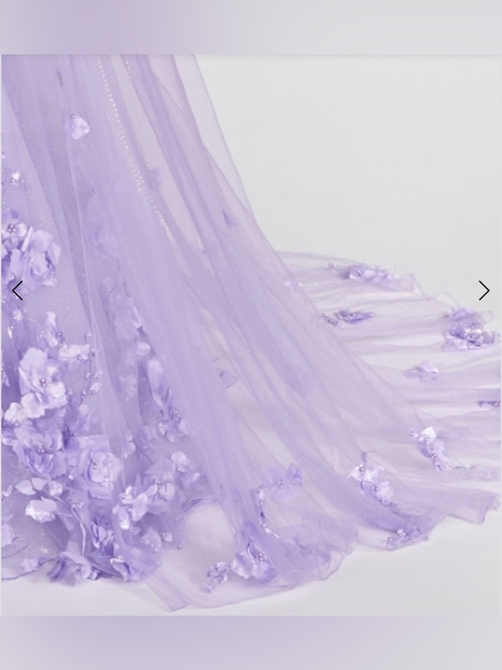 Ellie Wilde Lilac Embroidered Lace Organza Sparkly Prom Dress w/Cape‎ Sleeves 6 - Picture 3 of 16